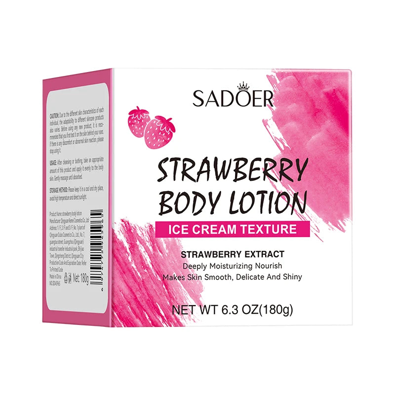 180g Strawberry Body Lotion, Containing Niacinamide, Strawberry Fruit Extract and Other Skin-Friendly Ingredients, Deeply Moisturizes, Locks in Skin Moisture, Improves Dryness, and Makes Skin Look Smooth and Delicate, Suitabl