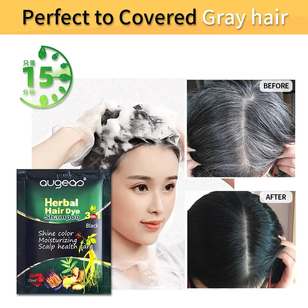 3/5 PCS Hair Dye Shampoo Natural Herbal Plant Fast Dye White Grey Removal Long-lasting Hair Color Products Hair Shampoo 30 ml