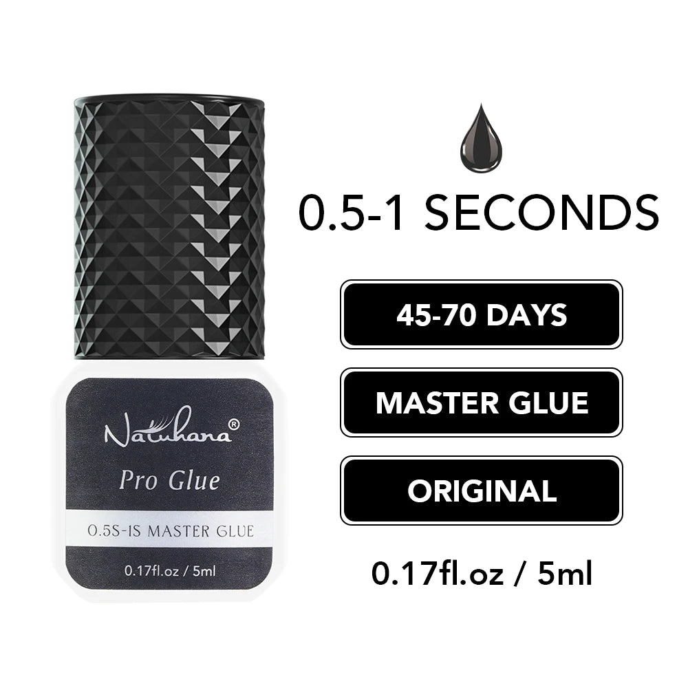 NATUHANA 5ml 1 Second Fast Drying Strong False Eye Lash Extension Glue Adhesive Retention 5-7 Weeks Low Smell Mink Eyelash Glue
