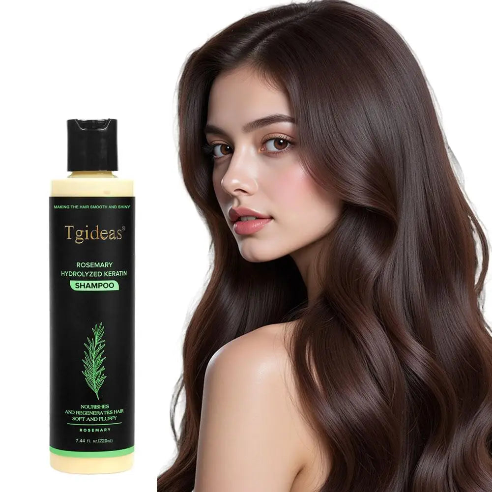 220ml Tgideas Natural Rosemary Hair Shampoo Organic Keratin Shampoo Silicone-Free Reduces Hair Loss Nourishes Scalp for Thicker