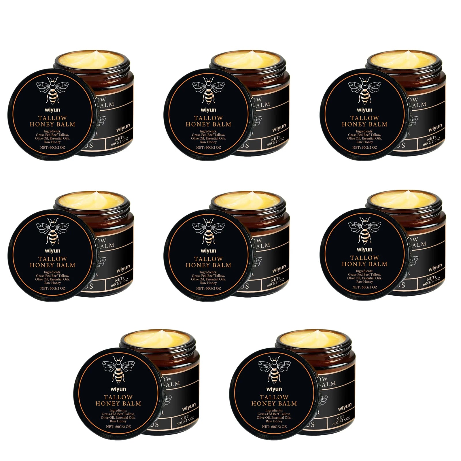 Organic Grass Fed Beef Tallow Balm Raw Honey Moisturizing Soft Improve Elasticity Long-Lasting Smooth Hydrating Cream Skin Care