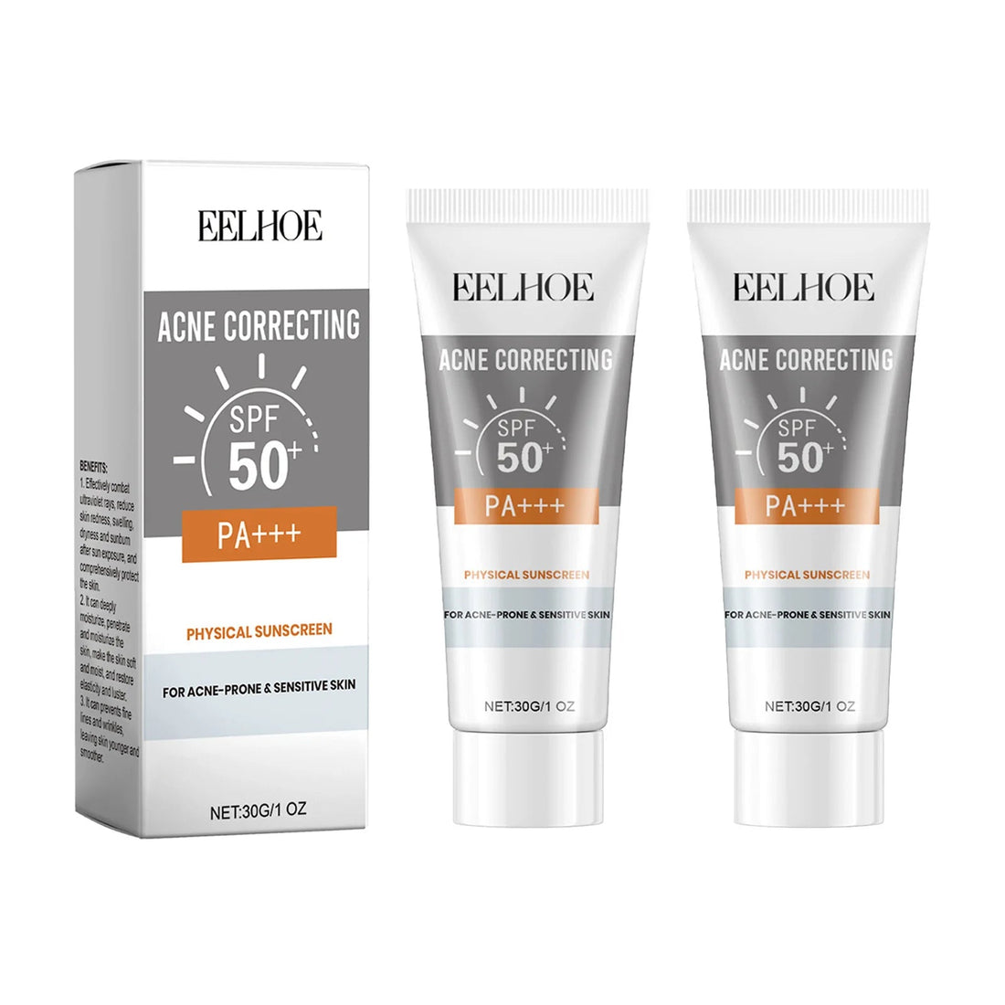 EELHOE 30g Vitamin E Sunscreen Long-lasting Moisturizing Anti-UV Anti-dry Skin SPF 50 Cream Maintains Elasticity Glow Skin Care Halalzen
