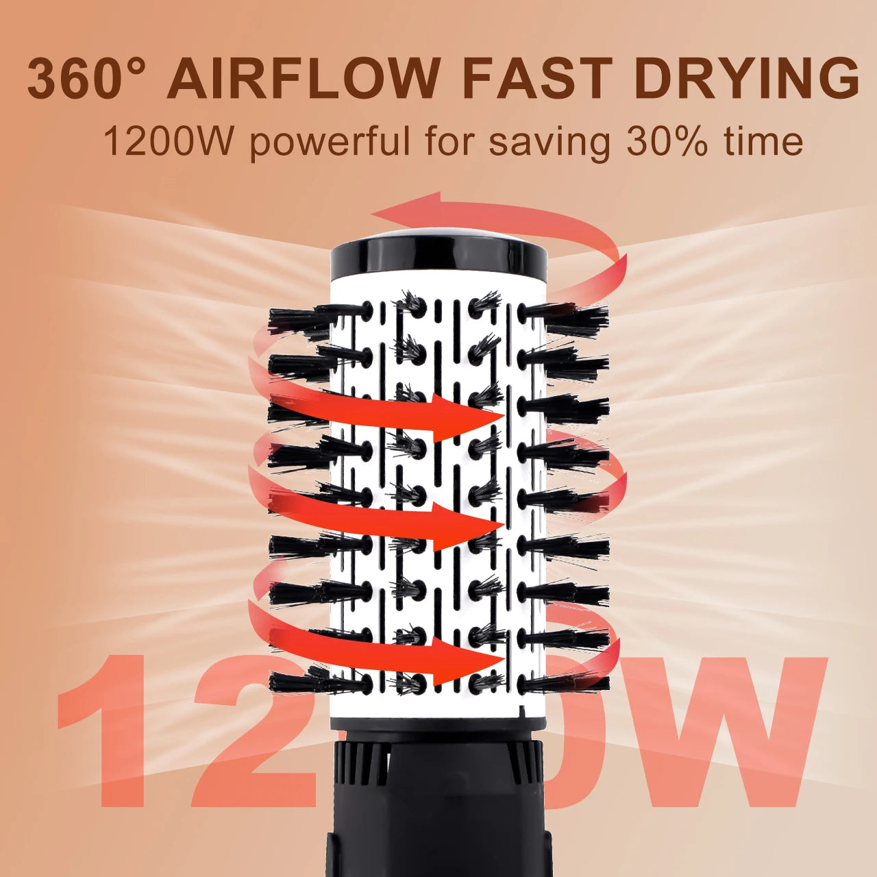 Hatteker EU 4-Head Hair Dryer Hot Air Brush Strong Wind Electric Straightener Curler Roller Comb Blower Styling Tool for Women