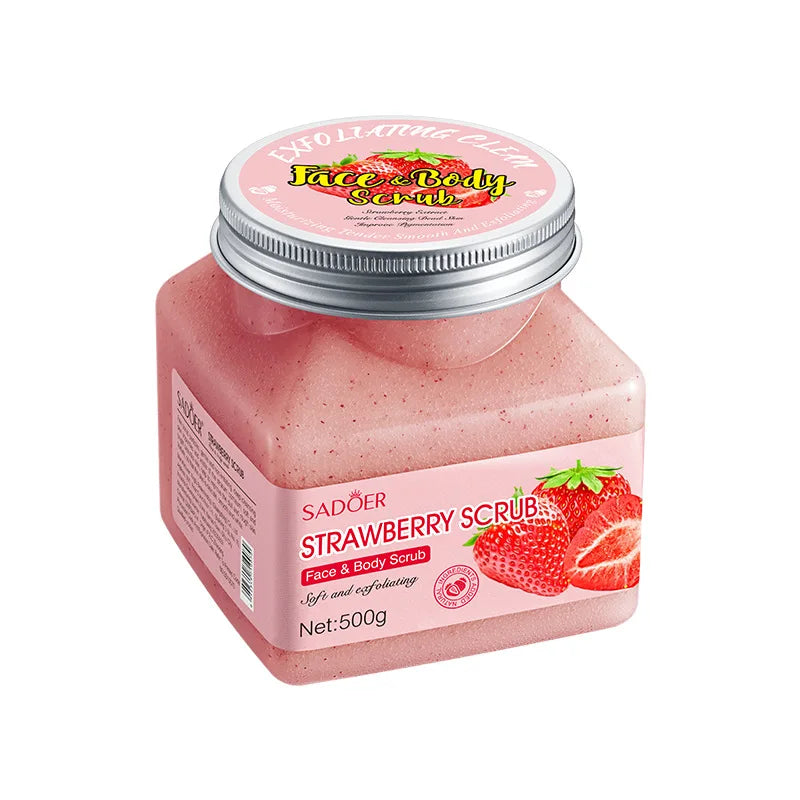 500g Strawberry Exfoliating Skin Cleansing Scrub, Hypoallergenic and Alcohol-Free, Gently Rubs the Skin to Physically Exfoliate, Provides Gentle Deep Cleansing, Suitable for Creating a Radiant Light Beige Complexion, Moisturi