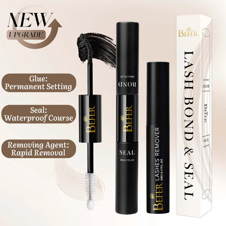 BEFER Glue For Eyelashes 2in1 Lash Bond And Seal Eyelash Glue+Eyelash Remover Waterproof Eyelashes Adhesives Strong Fixed Lash Halalzen