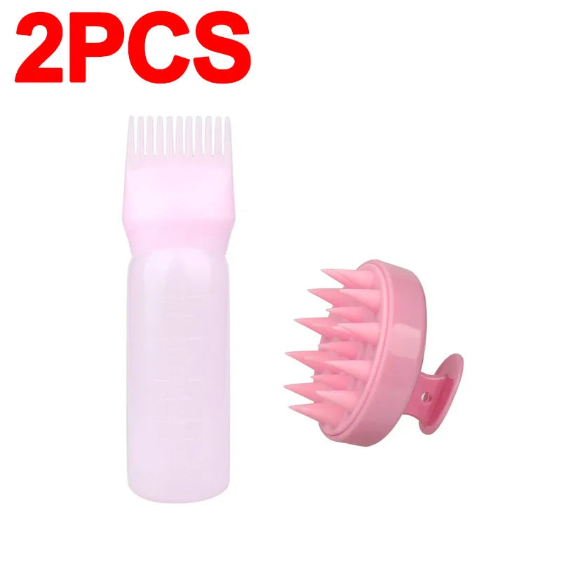 Head Scalp Massage Comb Silicone Shampoo Brush Hair Dye Tint Oil Applicator Bottle with Brush Salon Hair Styling Tools SZI20