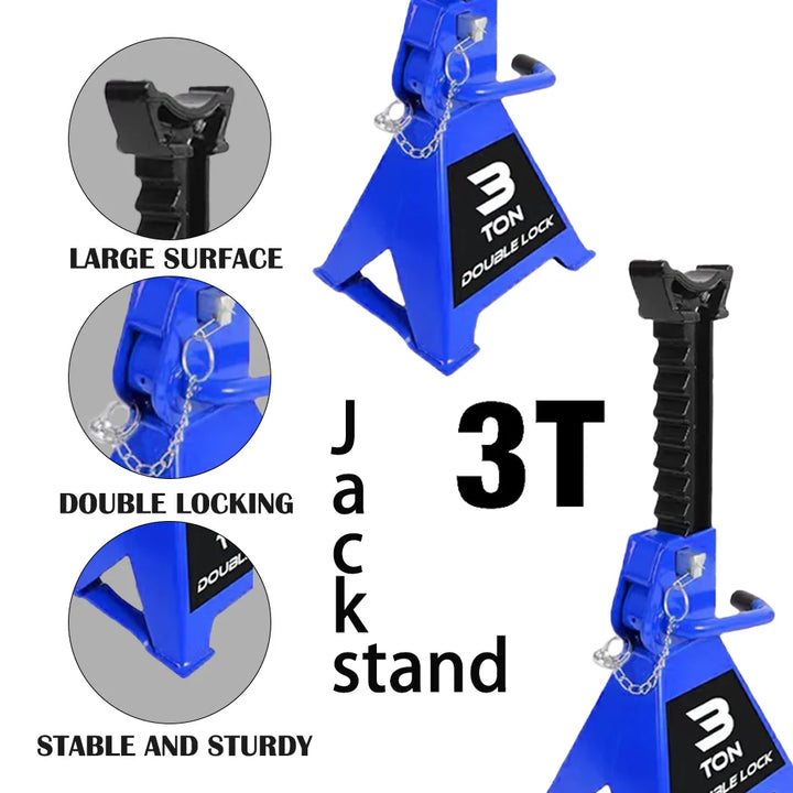 1 Par 3 Tons Domkraftsstöd med Dubbel Säkerhetsnål 6000 lbs Kapacitet, Justerbar Höjd för Lyftning av SUV Pickupbil Bil