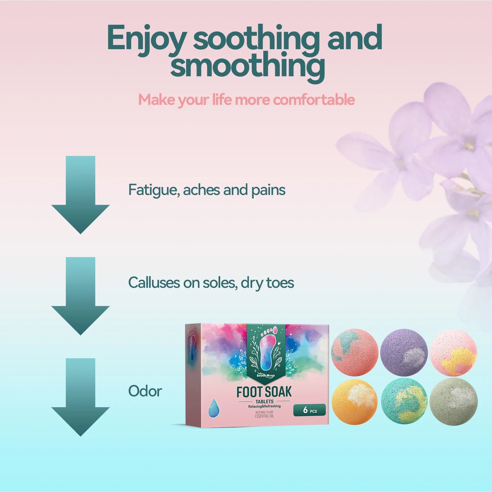 South Moon Foot Soak Tablet Relieve Fatigue Warmth Foot Soaking Promote Circulation Soften Cuticle Herbal Extract Feet Bath Ball Halalzen