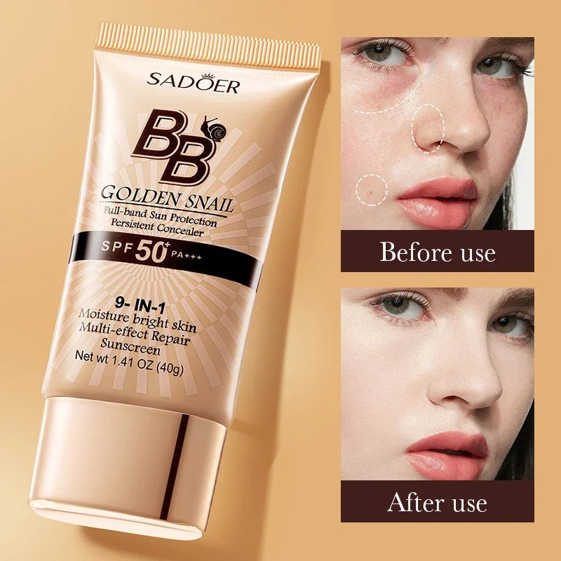 SPF50 Sunscreen BB Cream Face Makeup Foundation Primer Moisturizer Concealer Sun Block Protection Isolation Halalzen