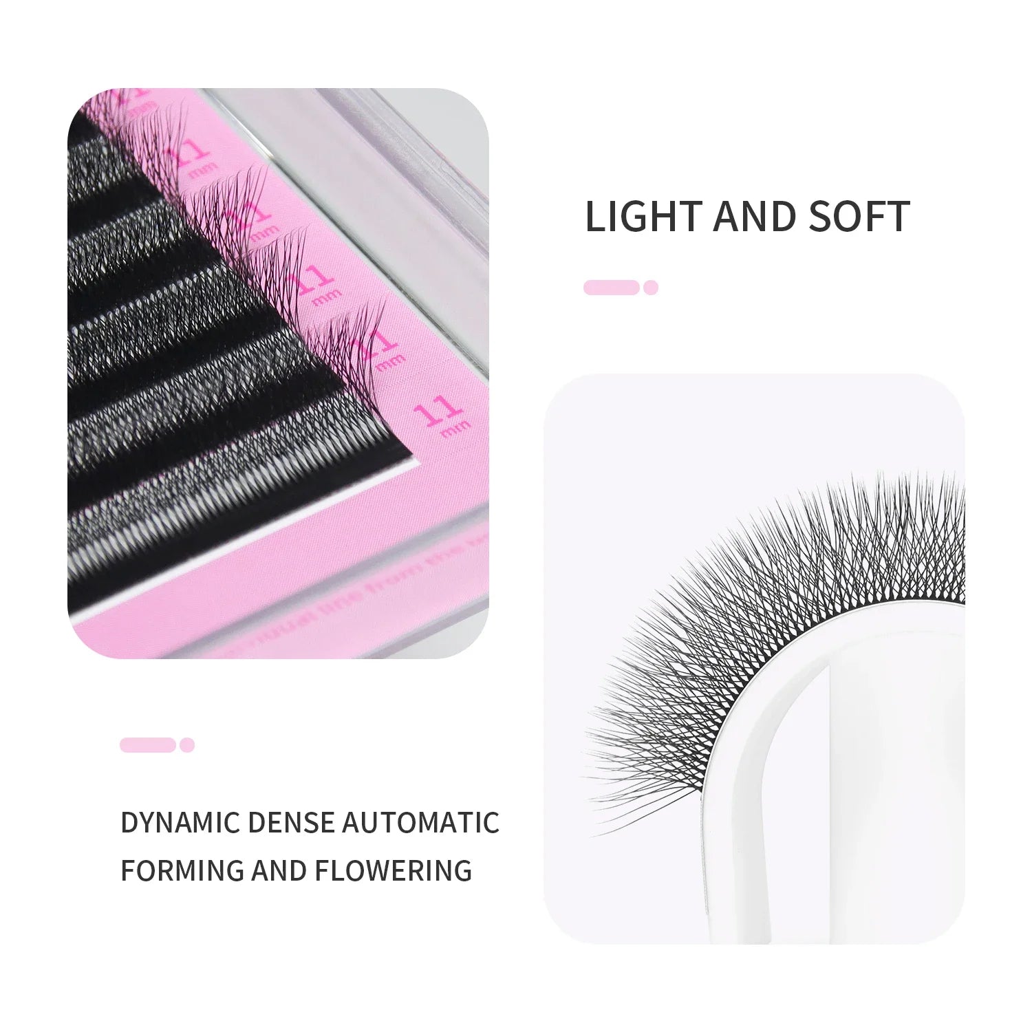 GLAMLASH 6D-W Shaped Eyelash Extension Premade Volume Fans Clover W Style Lashes False Mink Soft Easy Faning Natural Makeup Tool