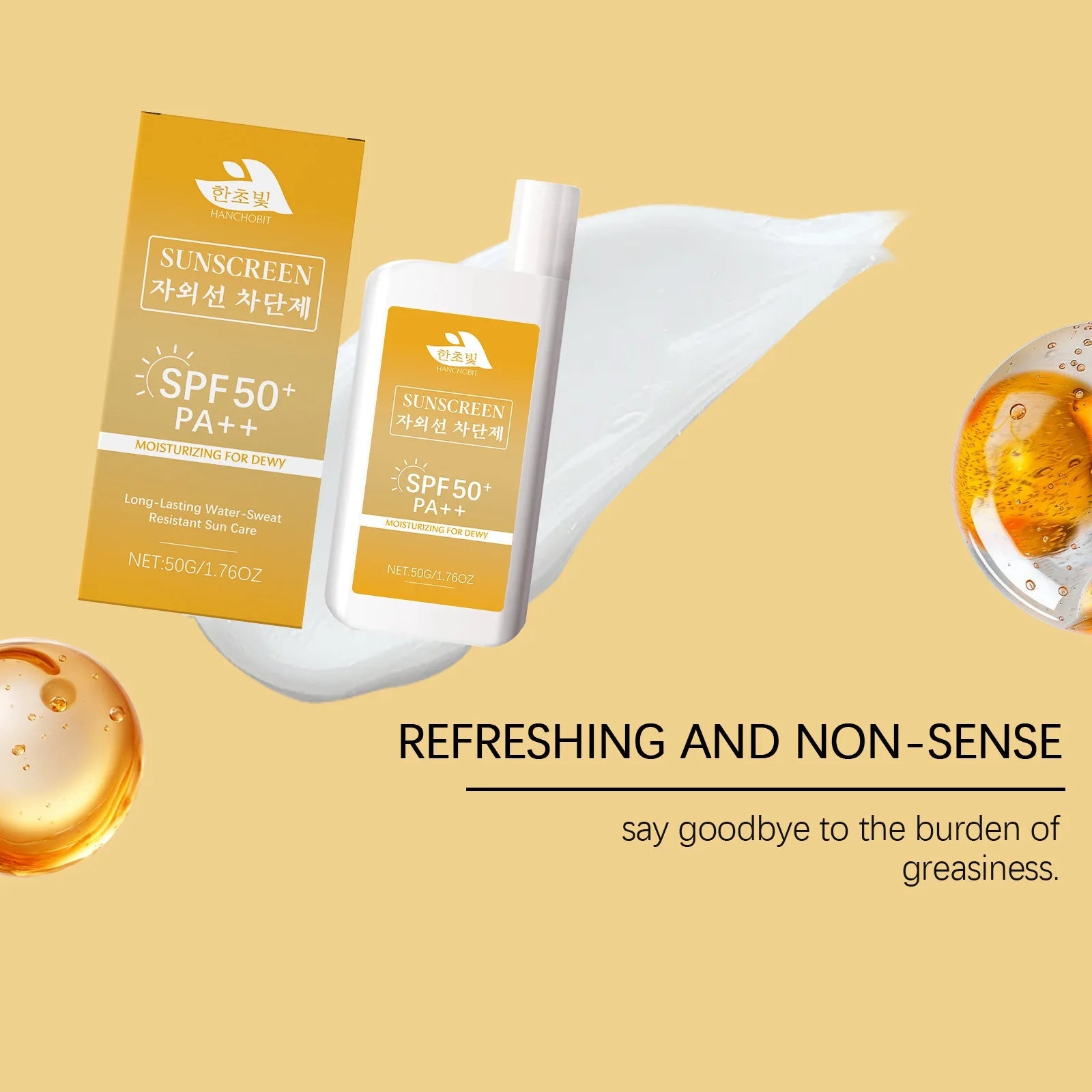 Lightweight Hydrating Sunscreen SPF 50++ Long Lasting UV Protection Fast Absorb No Sticky Oil Control Refreshing Sunblock Lotion Halalzen