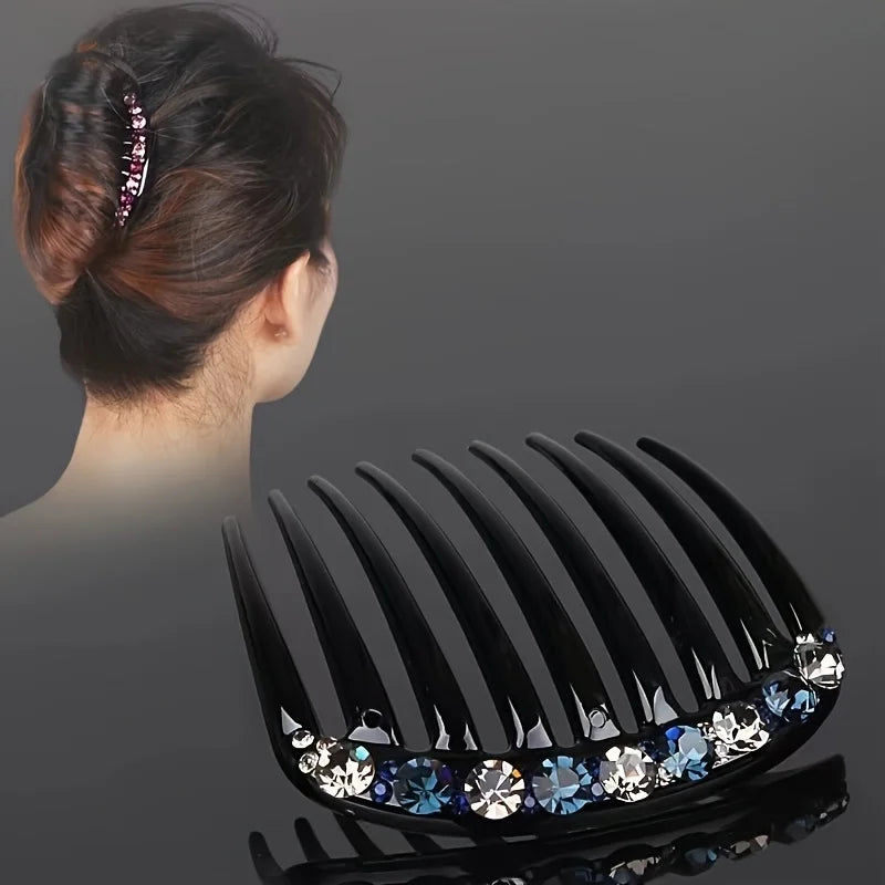 Rhinestone 9-Tooth Hair Comb Elegant Bangs Styling Clip with Secure Hold for Wedding Party Fashion Accessory