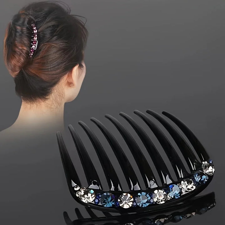 Rhinestone 9-Tooth Hair Comb Elegant Bangs Styling Clip with Secure Hold for Wedding Party Fashion Accessory