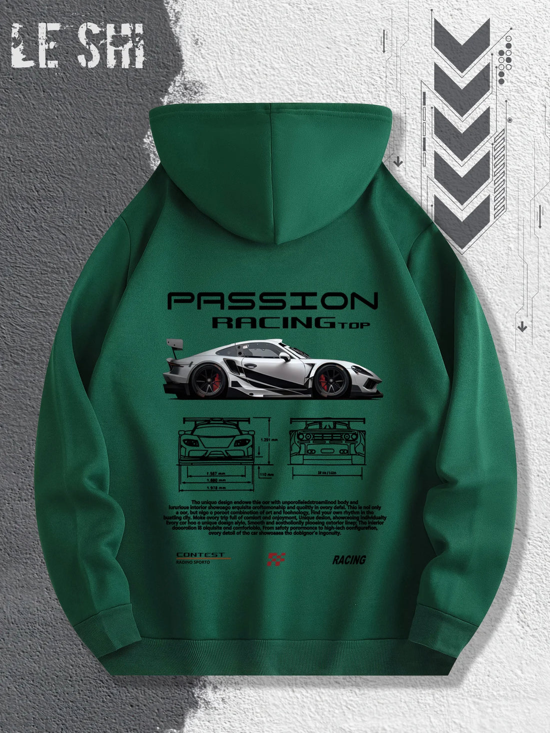 Men'S Passionate Racing Graphic Hoodie Featuring Race Cars and Sports Car Illustrations, Perfect for Everyday Wear