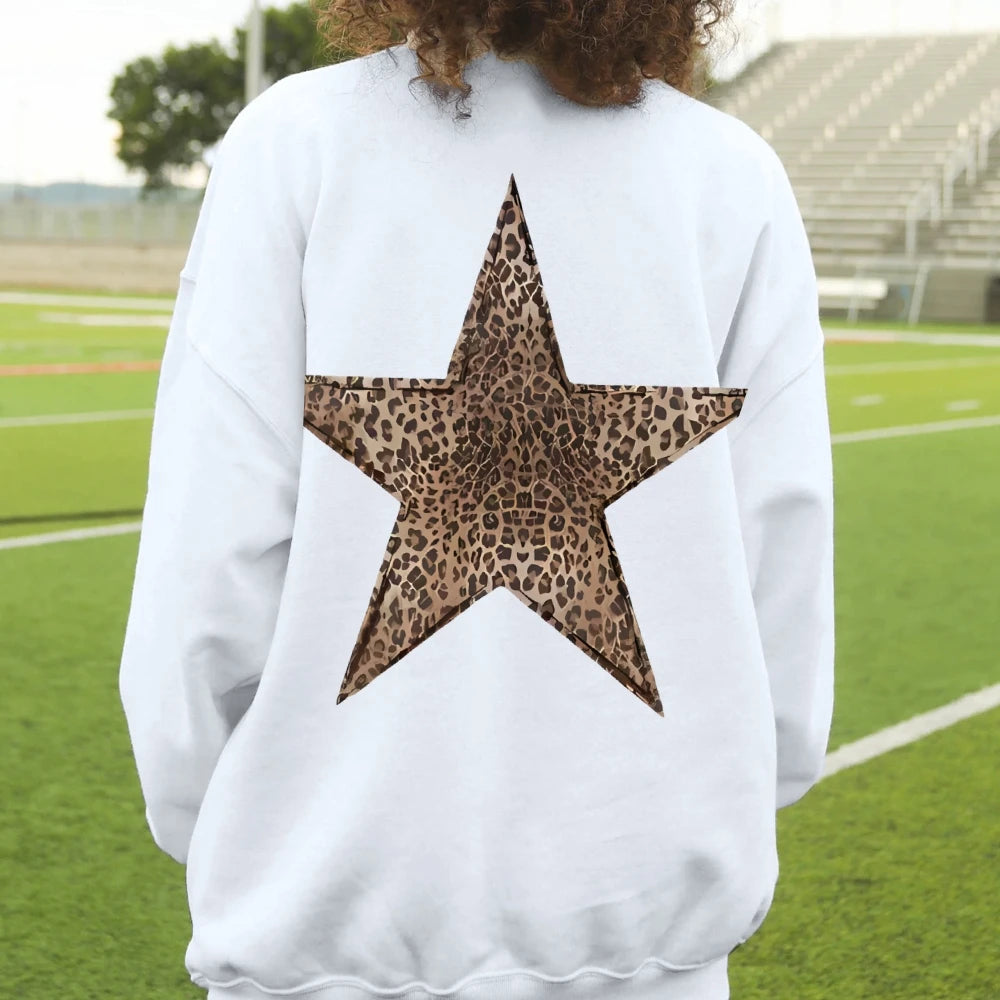 Leopard Star Graphic Sweatshirt Oversized Y2k Sweatshirt Cheetah Hoodie Streetwear Unisex Pullover Tops Autumn Female Clothing