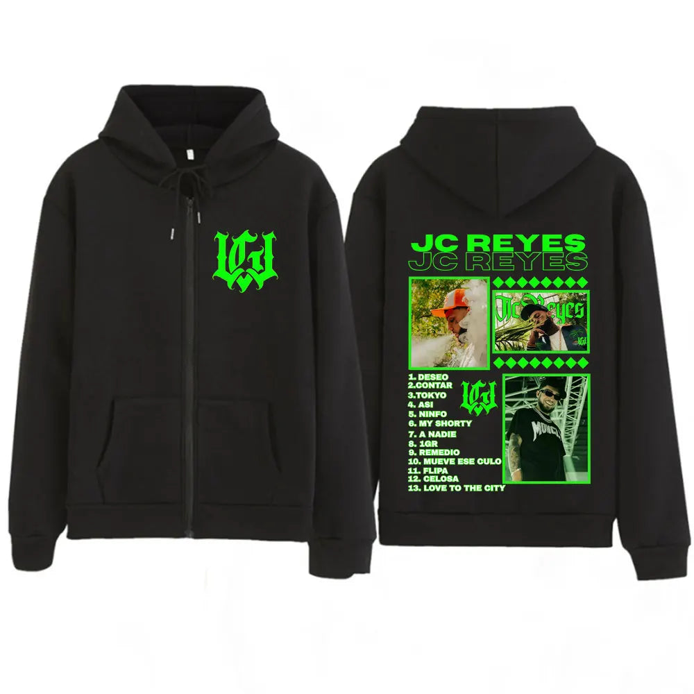 Rapper Jc Reyes Tour 2025 Graphic Zipper Jacket Winter Man Woman Fashion Hip-hop Hoodie Oversized Casual Loose Zip Uo Sweatshirt