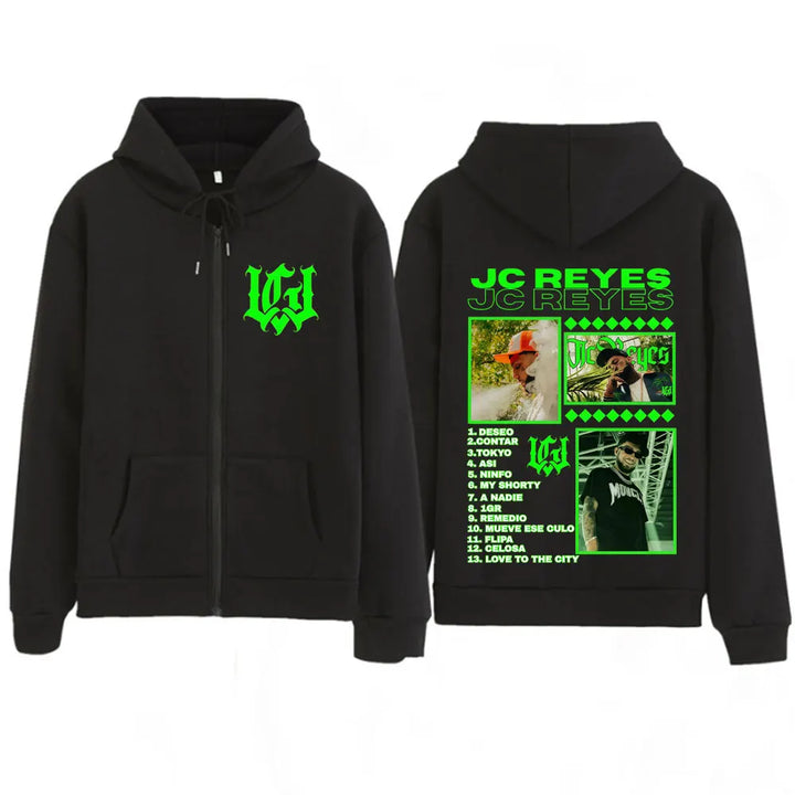 Rapper Jc Reyes Tour 2025 Graphic Zipper Jacket Winter Man Woman Fashion Hip-hop Hoodie Oversized Casual Loose Zip Uo Sweatshirt