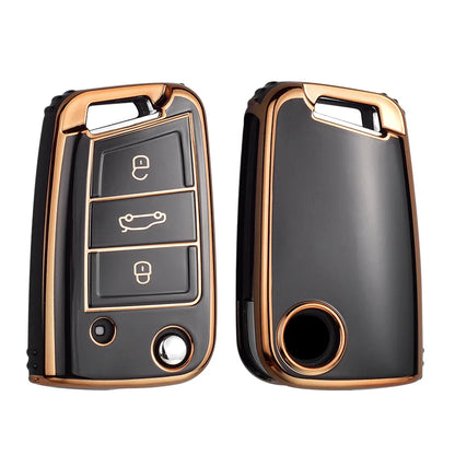 Car TPU Key Case Cover For VW Volkswagen Golf 7 MK7 Tiguan MK2 T-roc T-cross Skoda Octavia Kodiaq Karoq Seat Ateca Leon Fob