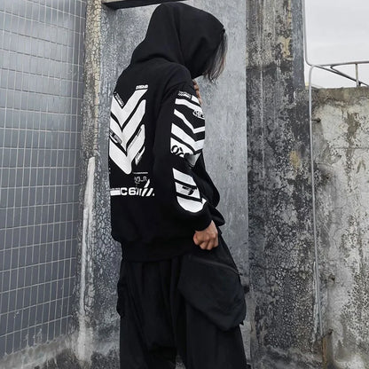 2025 Punk Hoodie Men Fashion Creative Print Sweatshirt Pullover Harajuku Hip Hop Streetwear Tactical Functional Hoodies Techwear