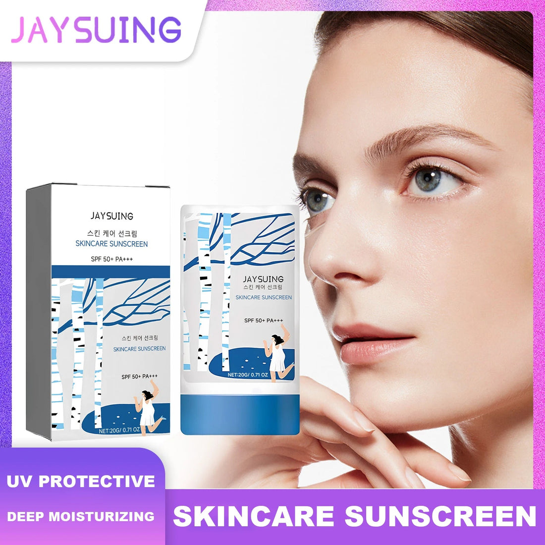 Jaysuing Skincare Sunscreen SPF 50+ Uv Protective Deep Moisturizing Anti Oxidant Non Greasy Waterproof Sunblock Stick Beauty Halalzen