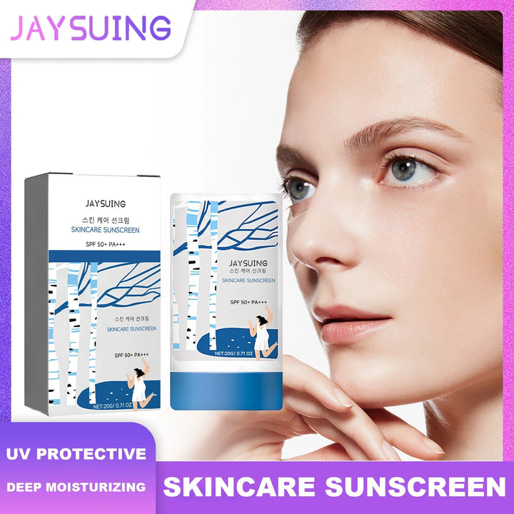 Jaysuing Skincare Sunscreen SPF 50+ Uv Protective Deep Moisturizing Anti Oxidant Non Greasy Waterproof Sunblock Stick Beauty Halalzen