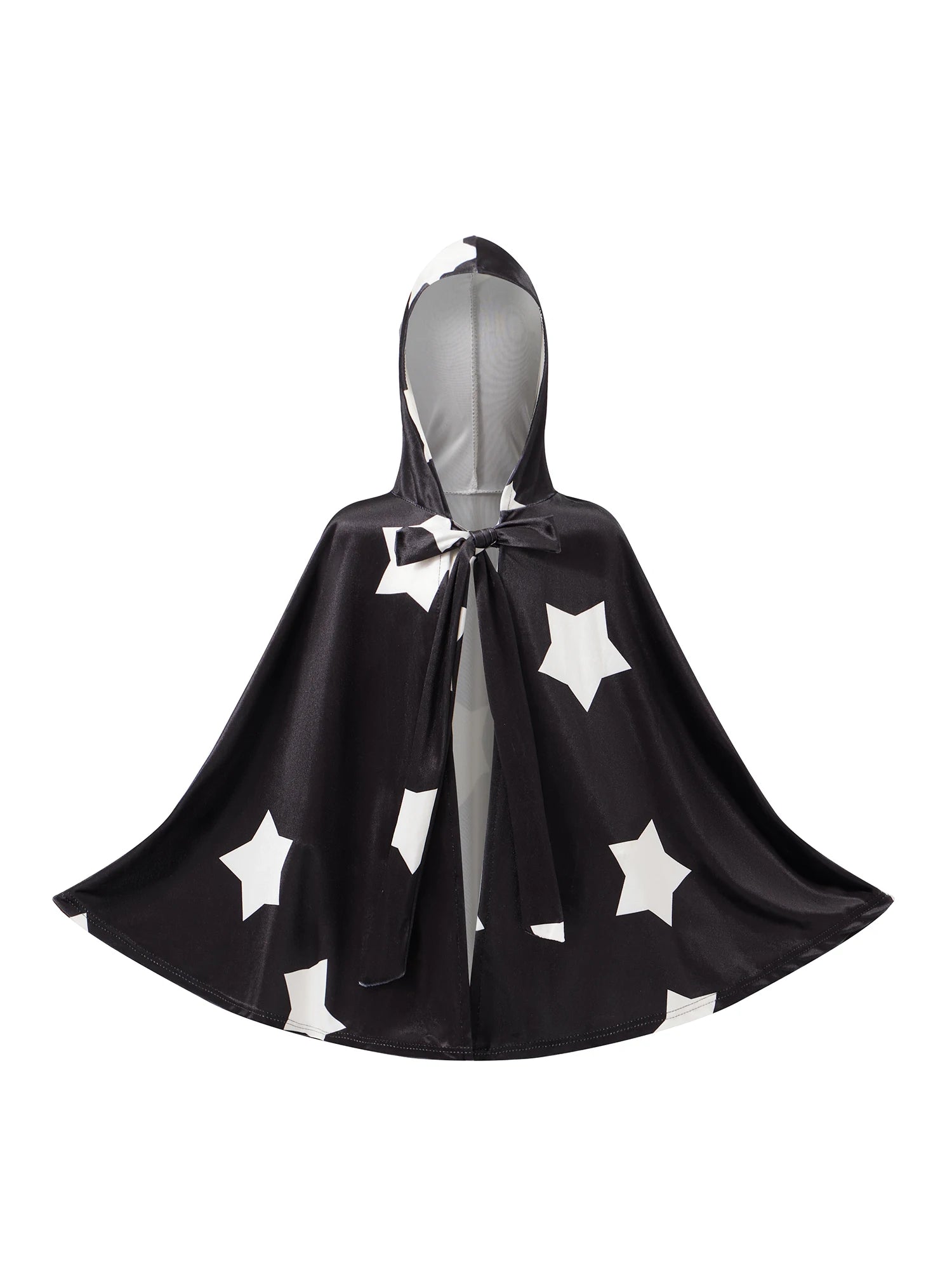 Kids Halloween Witch Cape Costume with Classic Star Pattern and Hooded Wizard Cape for Cosplay Outfit Fun and Magic Theme
