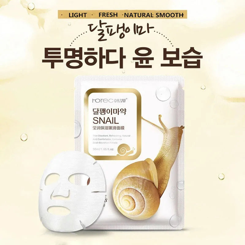 10/20/30pcs Snail Moisturizing Face Mask Anti-aging Wrinkles Whitening Facial Masks Sheet Mask Skin Care Korean Skin Care