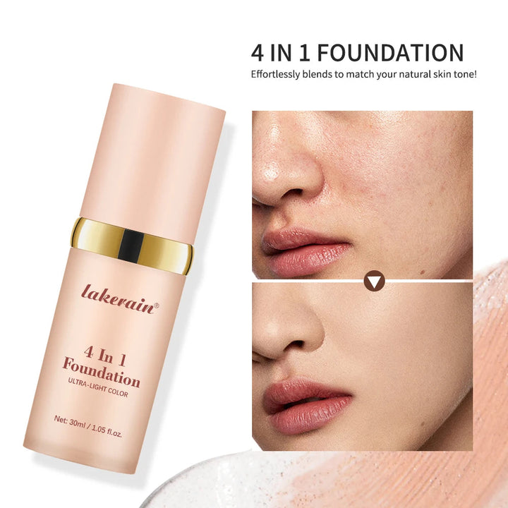 4 In 1 Color Changing Foundation Moisturizer Longwearing Waterproof Concealer Even Skin Toning Sunscreen Spf 30 Whitening Makeup Halalzen