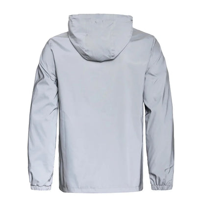 Mens Double Fabric Night Reflective Jackets Hip Hop Dancer Singer Waterproof Zipper Coats Outwear Windbreaker Hooded Jacket