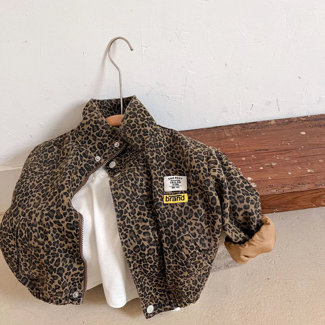 Spring Autumn Children's Casual Long-sleeved Jacket Boys Korean Leopard Print Jacket Girls Short Denim Coat