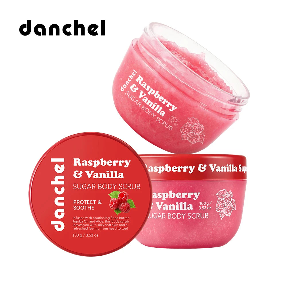 Raspberry Vanilla Sugar Body Scrub Gentle Exfoliation Remove Dead Skin Smooth Soothed Skin Soft Fragrance Shower Body Care