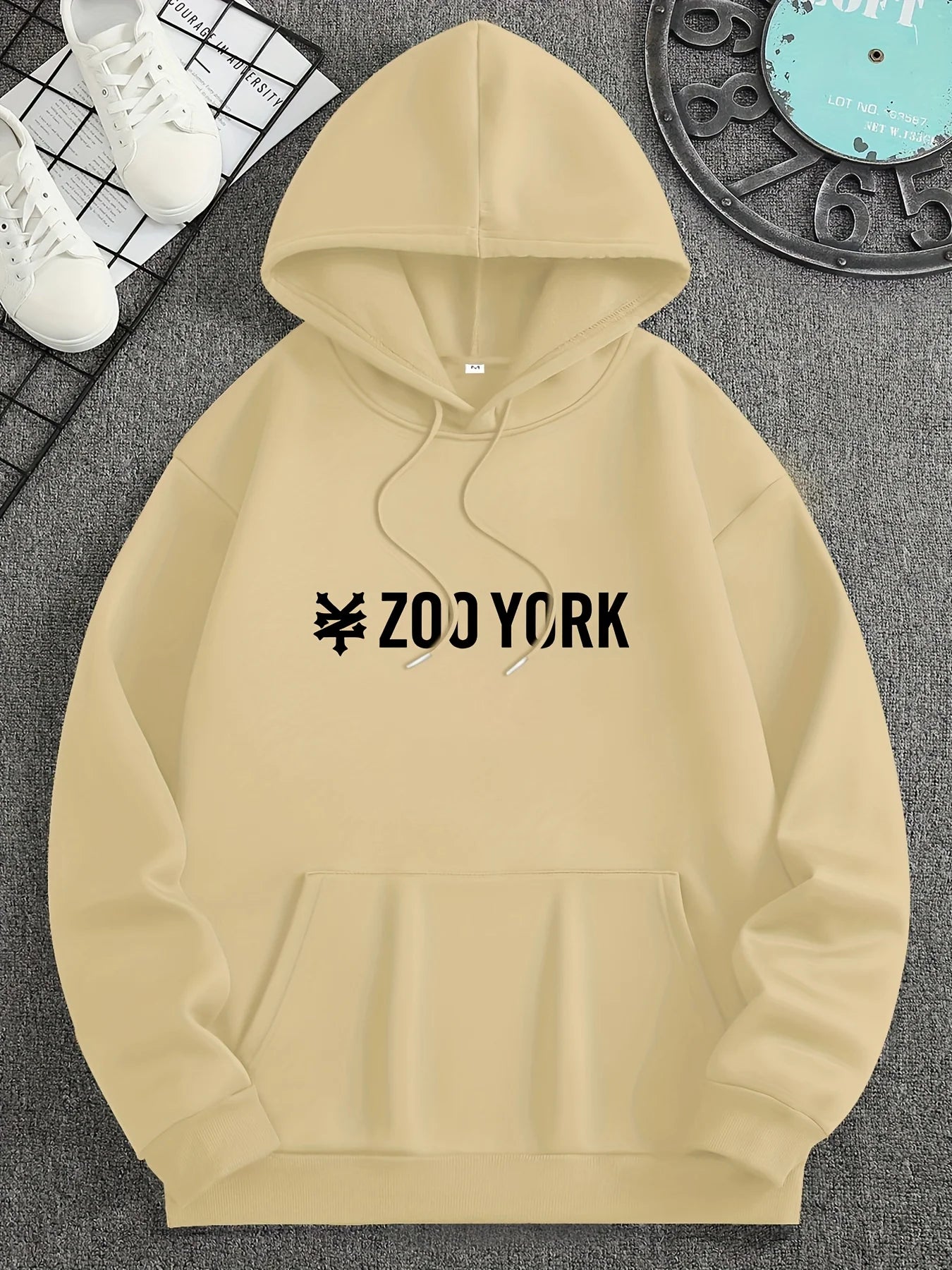 Men'S Black "ZOO YORK" Graphic Hoodie - Lightweight Polyester Blend, Perfect, Casual Wear Hoodie  | Knit Construction,