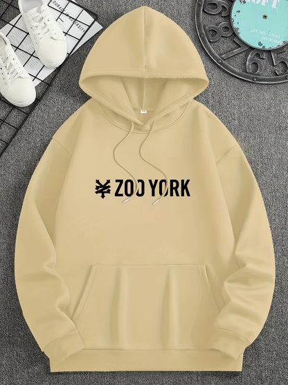 Men'S Black "ZOO YORK" Graphic Hoodie - Lightweight Polyester Blend, Perfect, Casual Wear Hoodie  | Knit Construction,