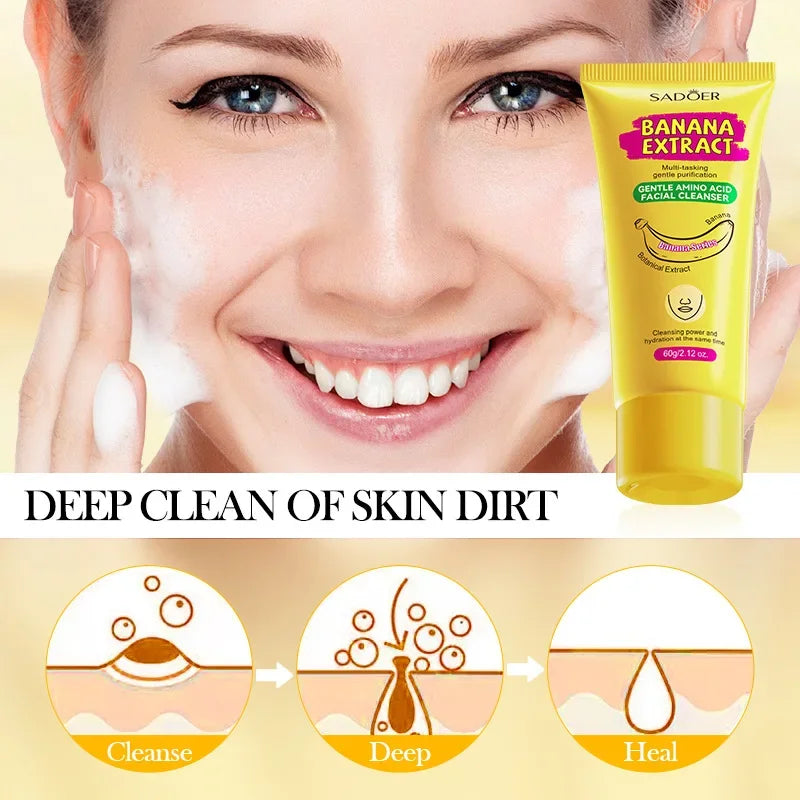 Amino Acid Cleansing Moisturizing Face Wash Oil Control Pore Shrinking Deep Clean Whitening Skin Care Banana Face Wash