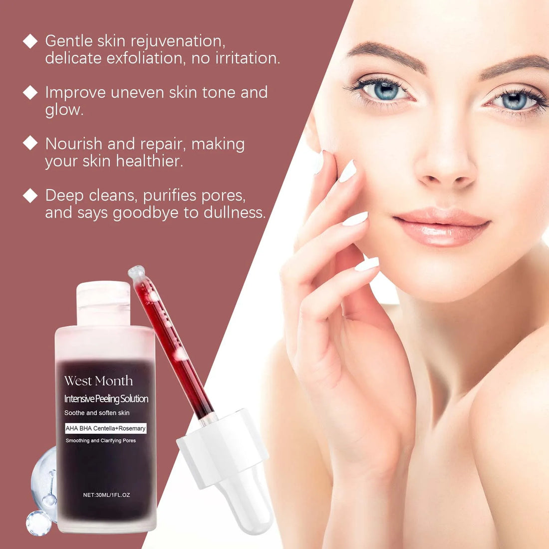 Peeling Face Serum Anti Acne Brightening Exfoliating Shrink Pores Salicylic Acid AHA Serum Reduces Blackheads Smoothing Facial