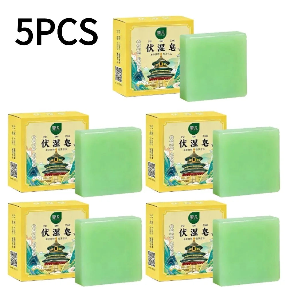 1/2/3/4/5/10PCS Traditional Herbal Cooling Soap Bar Mint Cucumber Extract Refreshing Scent Oil Control Deep Pore Cleansing Wash