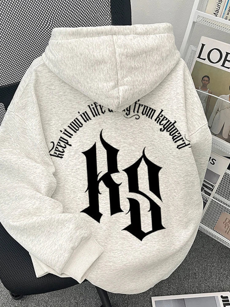 2025 Autumn Goth Fashion Letter Printed Hoodies For Man Hip Hop Cotton Fleece Hooded Sweatshirts Y2K Streetwear Pullover Hoody