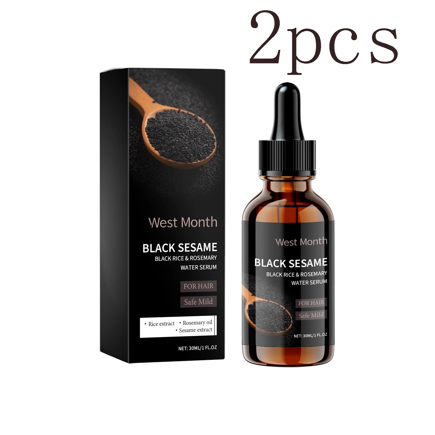 Black Sesame Hair Nourishing Serum - Repairs Dry, Frizzy & Split Ends, Leaves Hair Super Smooth, Shiny and Easy to Manage Halalzen