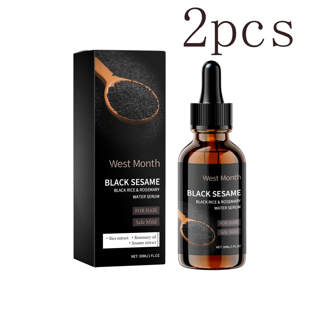 Black Sesame Hair Nourishing Serum - Repairs Dry, Frizzy & Split Ends, Leaves Hair Super Smooth, Shiny and Easy to Manage Halalzen