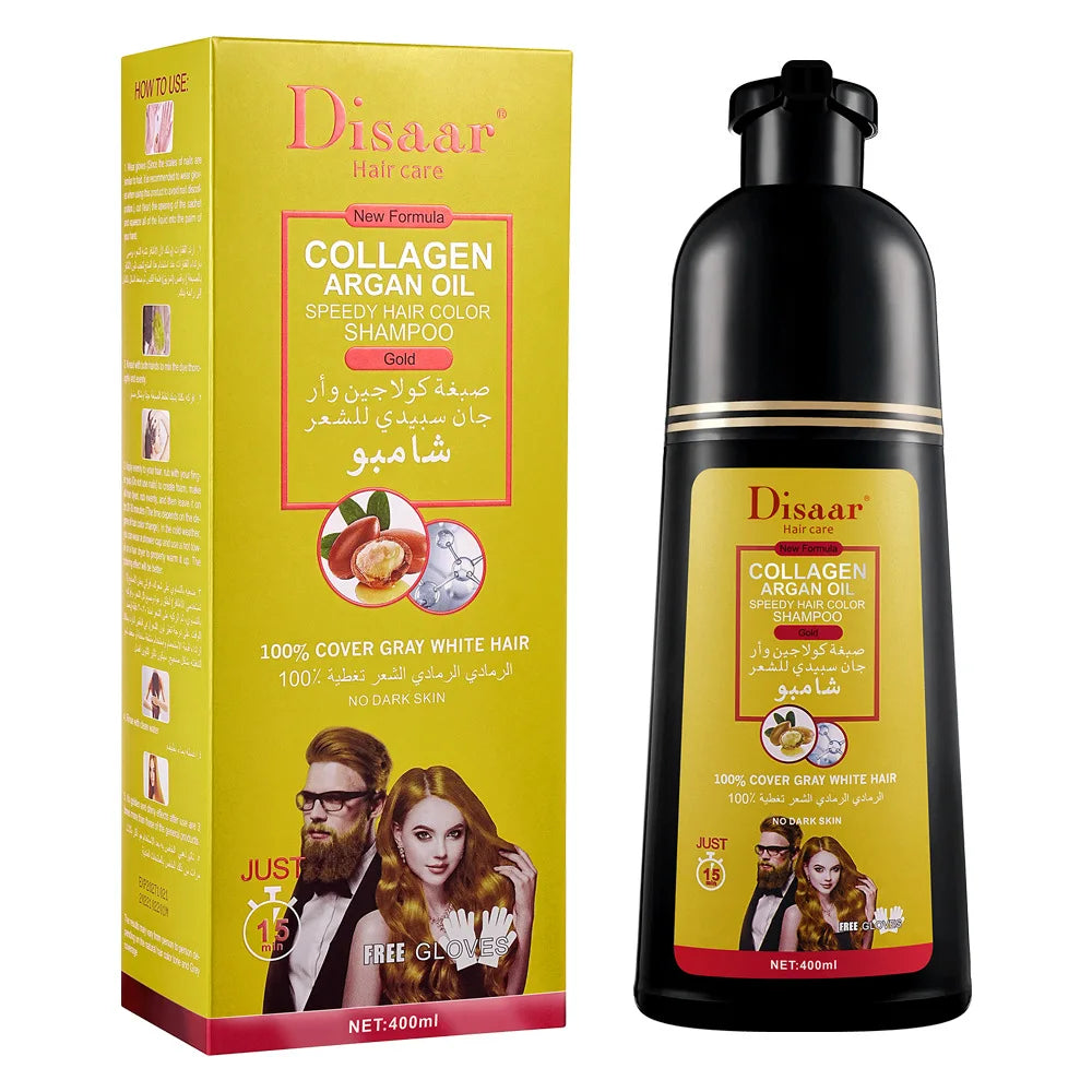 DISAAR 400ML Cover Grey Hair Morocco Argan Oil Care Fast Magic Black Hair Shampoo Dye Repair Damaged Improve Split Hair Rough