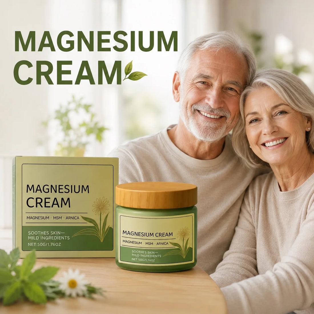 Soothing Magnesium Cream Total Relief Muscle Pains Soothe Nerves Fast-Absorb Non-Greasy Daily Body Care Cream With Msm & Arnica