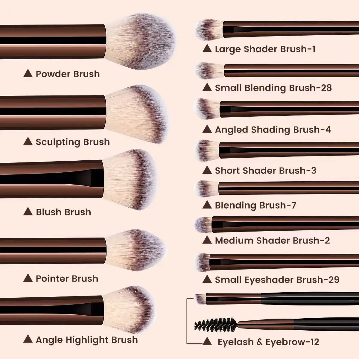 13PCS Makeup Brush Set Foundation Concealer Powder Eyeshadow Blush Brush Kabuki Blending Cosmetic Beauty Tool for Face Halalzen