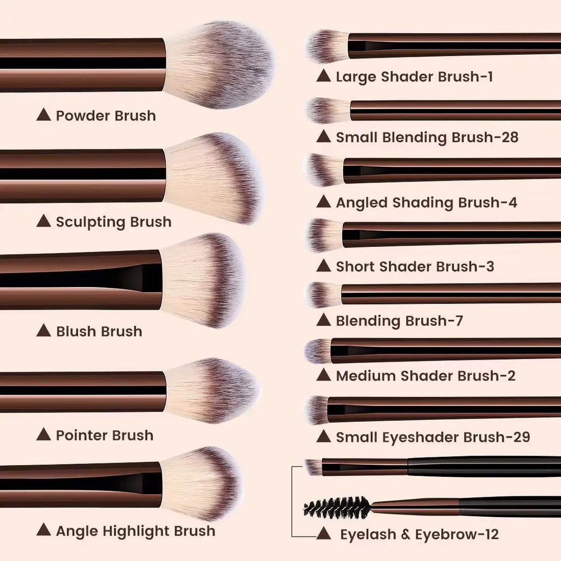 13PCS Makeup Brush Set Foundation Concealer Powder Eyeshadow Blush Brush Kabuki Blending Cosmetic Beauty Tool for Face Halalzen