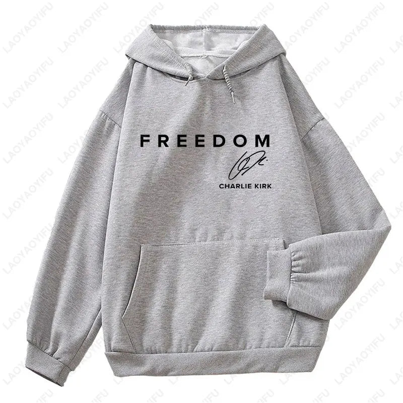 Charlie Kirk Freedom Drop Shoulder Sweatshirt Freedom Graphic Hoodies Men Woman Charlie Kirk Turning Point Pullovers Hoodie