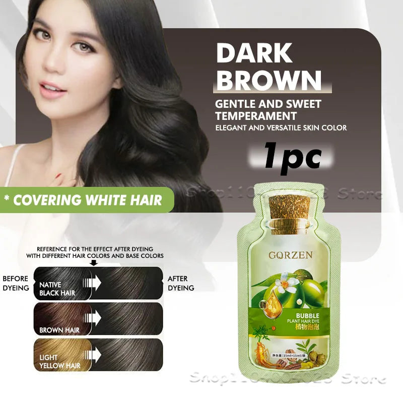 1/10 packs Pure Natural Herbal Hair Dye Shampoo 5 Minutes Change Hair Color Non-irritating Repair Gray White Hair Care Women Men