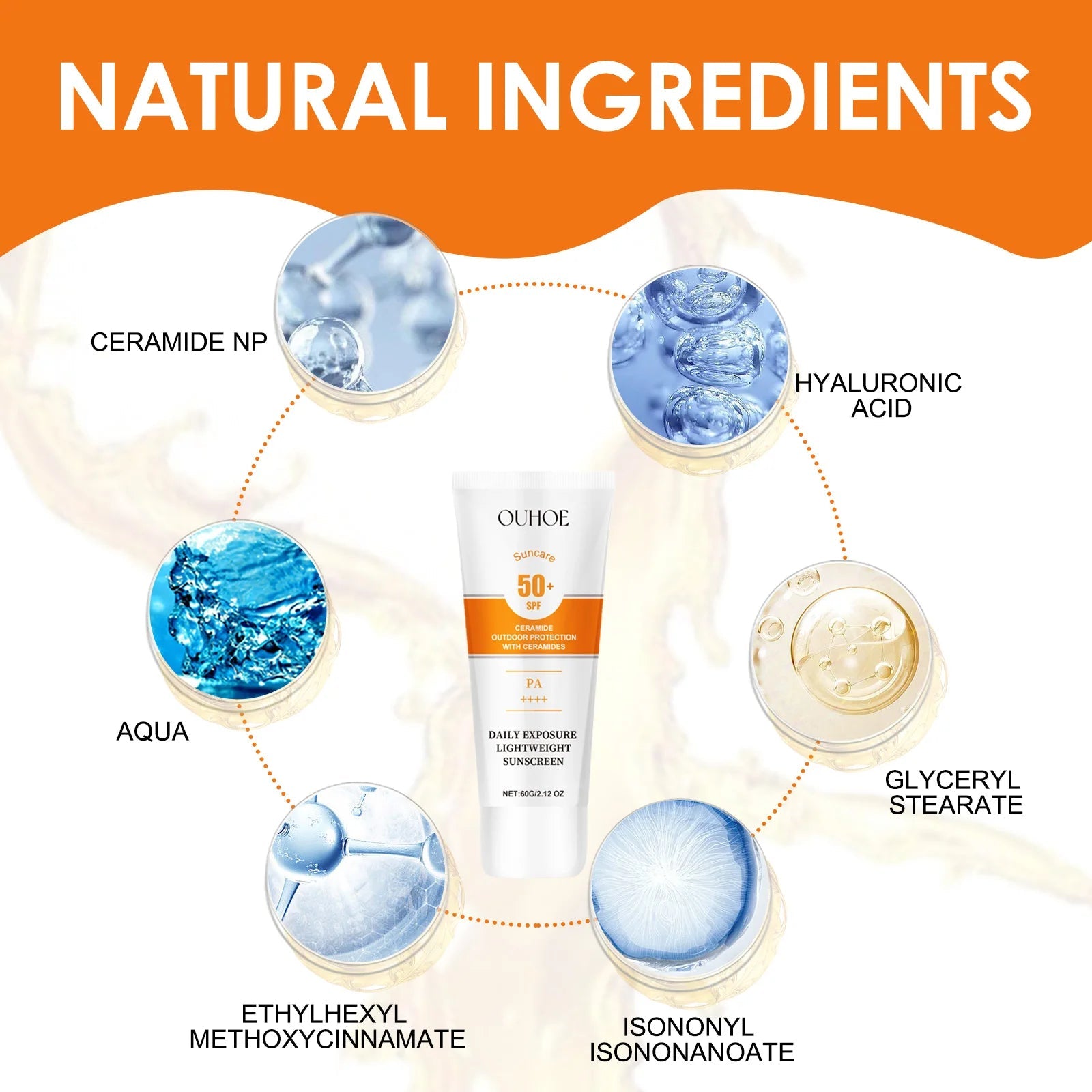 Protective cream Sunscreen SPF50+ Anti Sun Solar Blocker Waterproof Moisturizing Soothing Sensitive Repair Facial Body Sunblock Halalzen