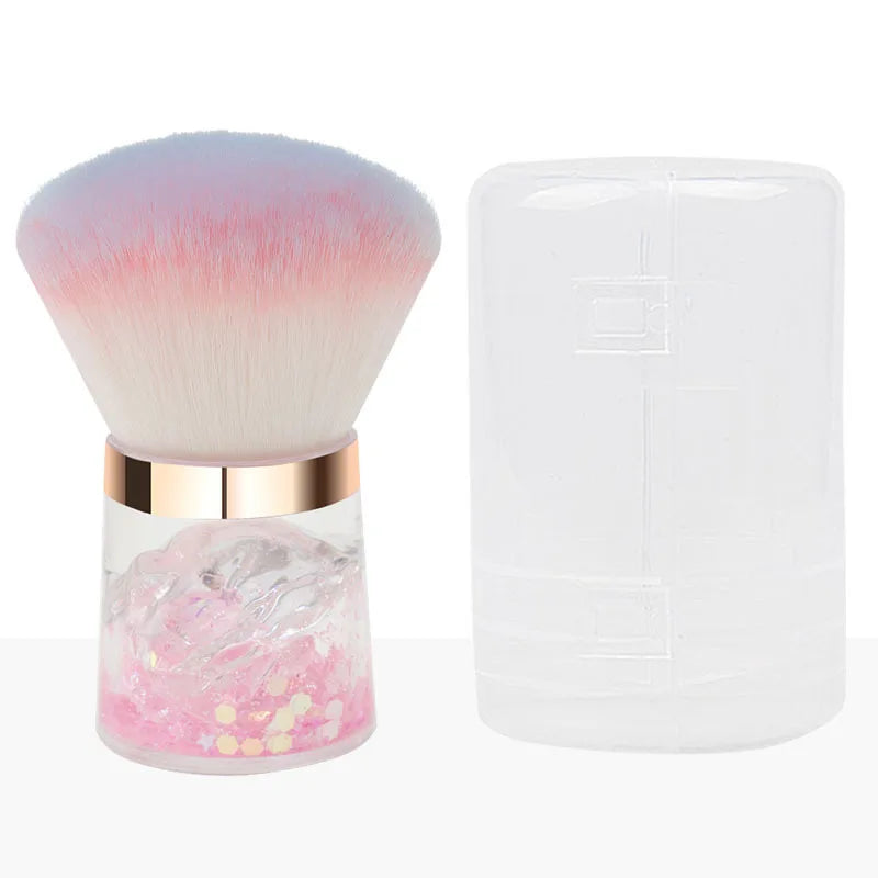 New fashion pink hair nail Dust Brush Portable blush Powder Brush Advanced Beauty tool makeup brush Halalzen