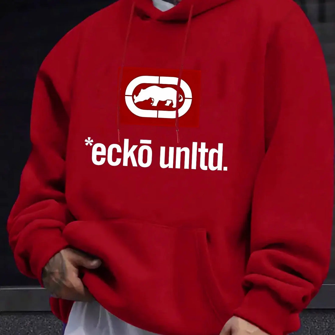 Men'S Hoodie with "Ecko Unlimited" Graphic - Casual Pullover Sweatshirt, Long Sleeve, Regular Fit Fall/Winter Casual Wear Hoodie