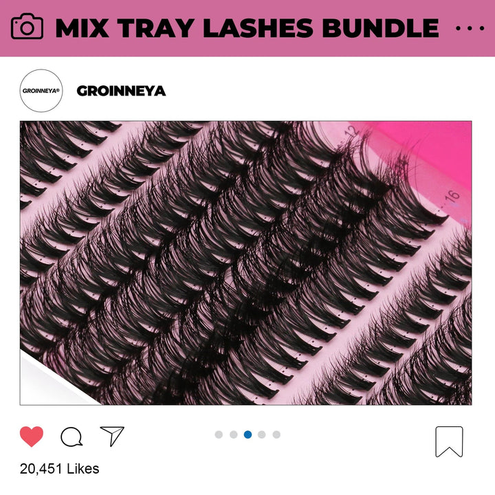 GROINNEYA DIY Lashes Extension Kit Individual Lashes Clusters Faux Mink Eyelash Extension Mix set with Lash Natural Look Makeup Halalzen
