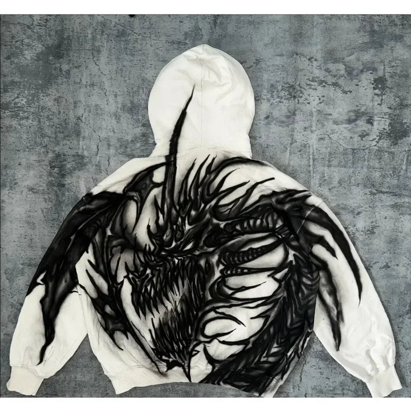 Harajuku personalized geometric print design oversized graphic hoodies women trendy street y2k fashion casual couple sweatshirts